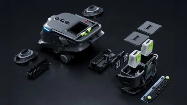 Pudu MT1 Vac von RoboPlanet mit Zubehör und Einzelteilen