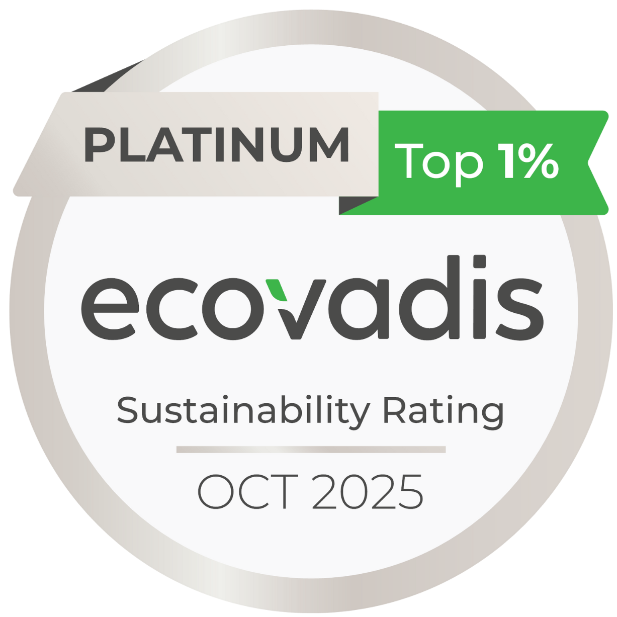 Auszeichnung Sigel Ecovadis Platin 2025 für RoboPlanet