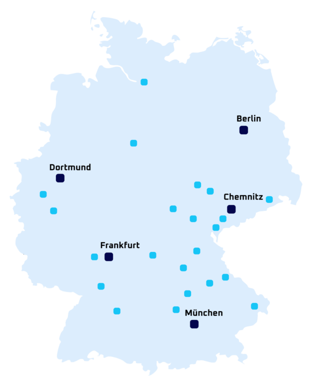 Grafik zeigt die RoboPlanet Deutschlandkarte mit Servicestandorten